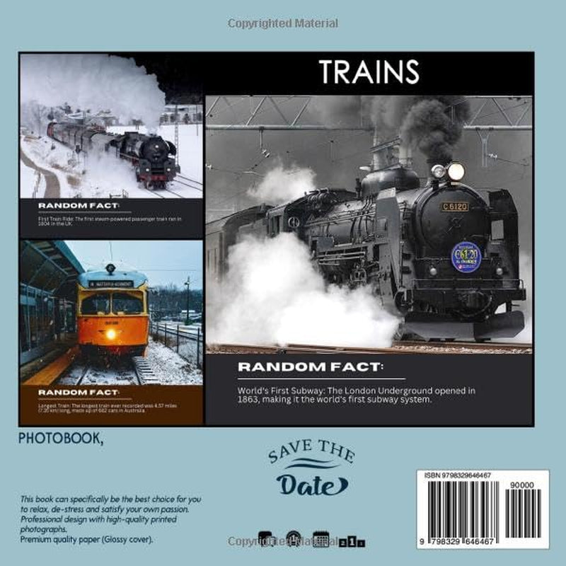 The Picture Book Trains: Colorful Locomotive Pages for All Ages Relaxation and Stress Relief | Ideal Gift for Birthdays (30 Premium Pictures with Facts)