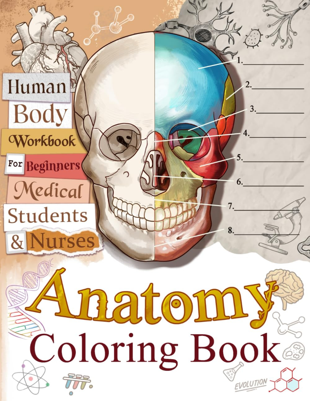 Anatomy Coloring Book: Human Body Workbook for Beginners, Medical Students, and Nurses, Detailed Diagrams of Major Systems to Color and Learn (Anatomy for Beginners)