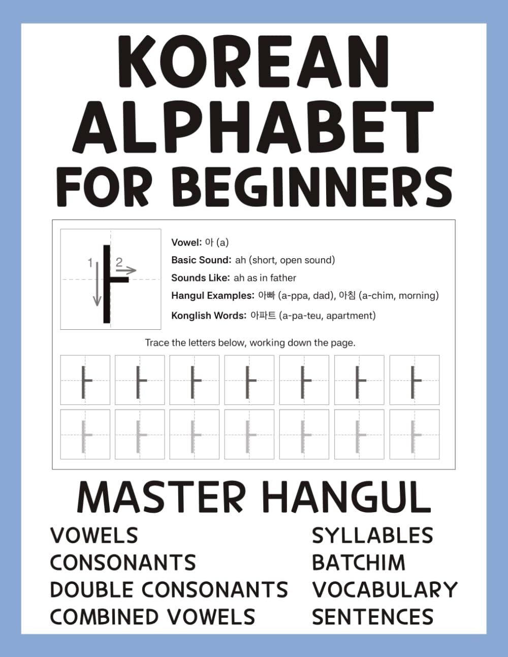 Korean Alphabet for Beginners: Hangul Learning Made Easy with an Easy Step-by-Step Guide to Consonants, Vowels, Syllables, Batchim, Vocabulary, Sentences, and More