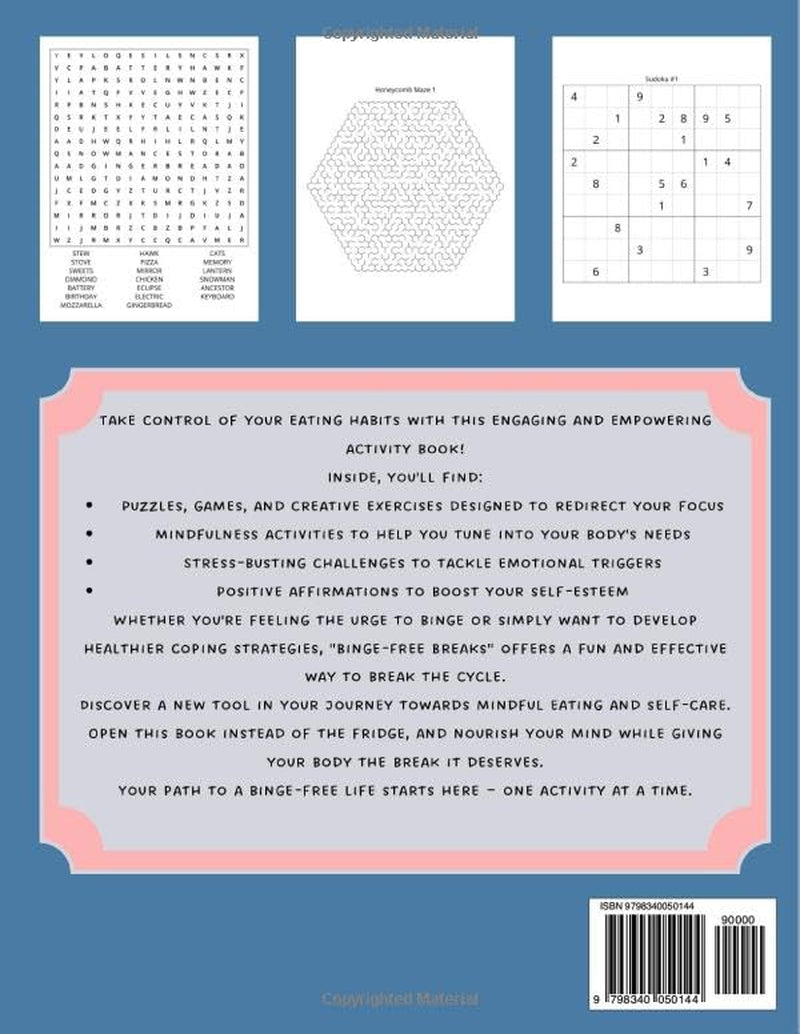 Binge-Free Breaks: An Activity Book to Beat Binge Eating: Binge Eating Distraction Workbook, Puzzle, Activity Book