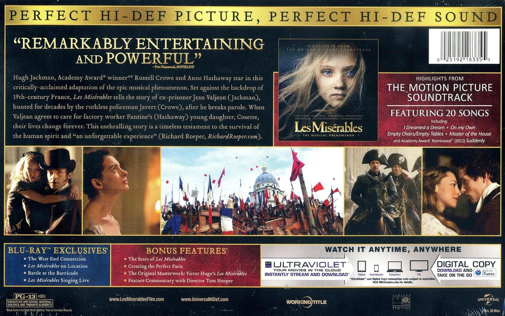 Les Miserables Limited Edition Gift Set with Blu-Ray+DVD+Digital Copy+Ultraviolet Plus 20-Song CD Soundtrack