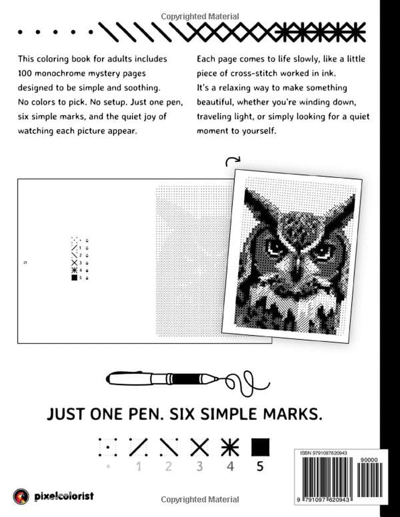100 Color by Number Monochrome Mysteries: A One Color Coloring Book For Adults Relaxation and Wonder – Black and White Mystery Reveal (Pixelcolorist Quest)