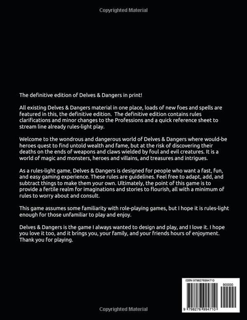 Delves & Dangers: Rules Light Fantasy Adventure Role-Playing Game