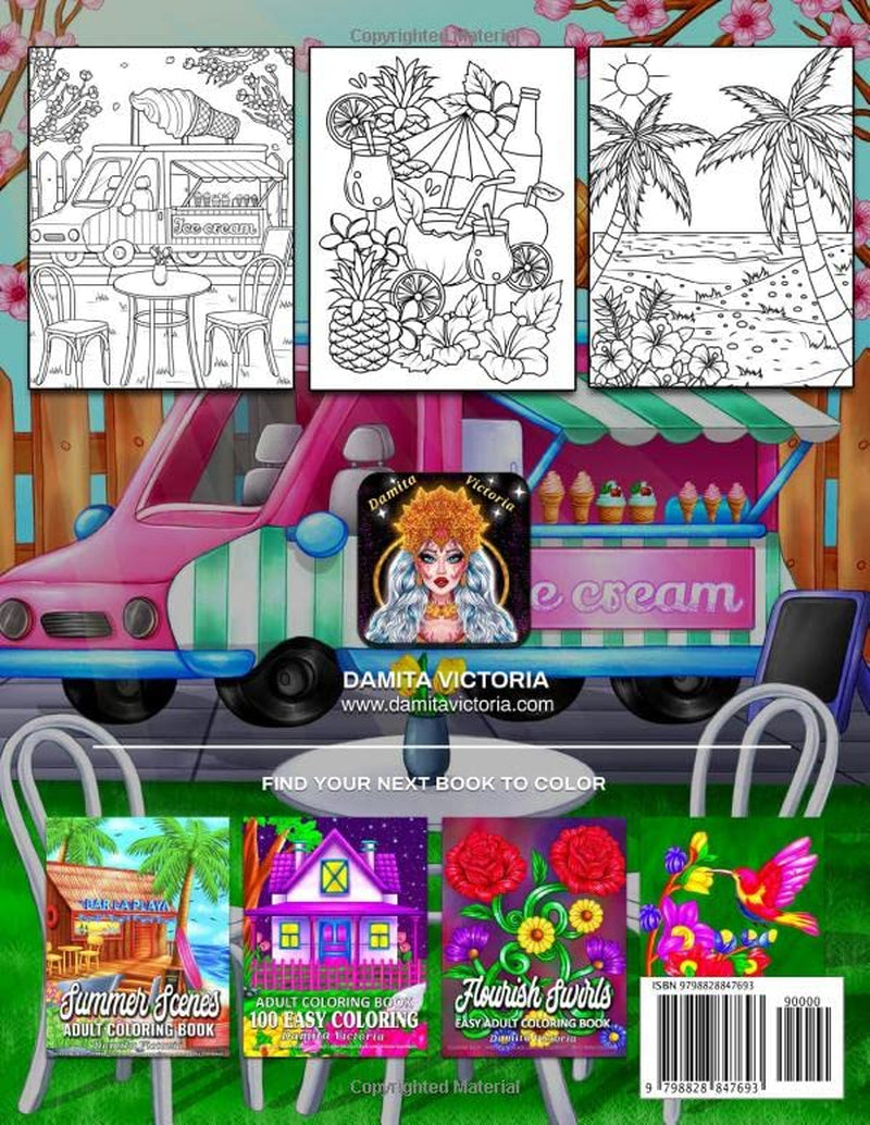 100 Easy Summer: Adult Coloring Book for Women Featuring Easy and Large Designs Summer Coloring Pages Perfect Coloring Books for Adults Relaxation