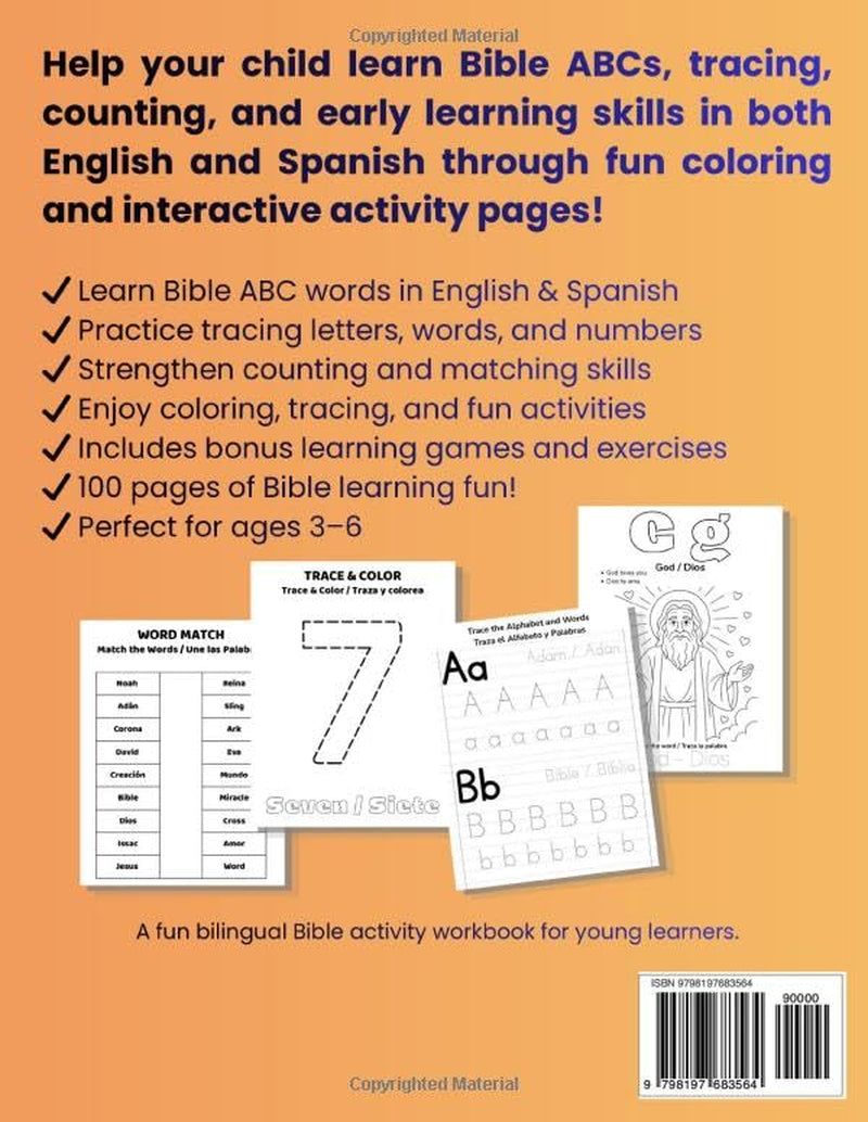 My First Bible ABC Coloring Book: English & Spanish Bilingual Activity Workbook for Kids Ages 3–6 (My First English & Spanish Learning Series)