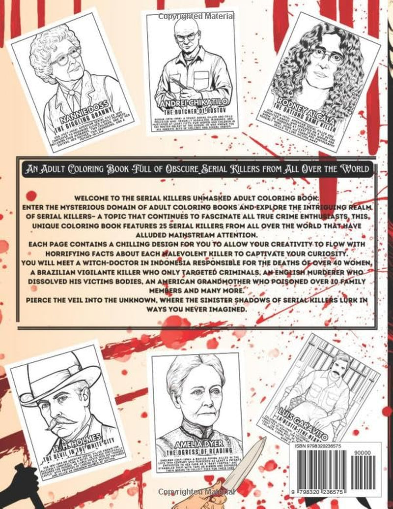Serial Killers Unmasked: Adult Coloring Book