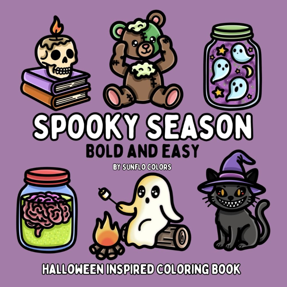 Spooky Season: Halloween Inspired Bold and Easy Coloring Book for Adults or Kids
