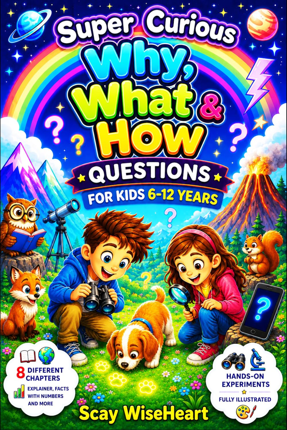 Super Curious Why, What & How Questions for Kids 6-12 years: Fully Illustrated Collection of Interesting Facts, Simple Experiments About Animals, Life, Nature, Science, Space More for Boys and Girls