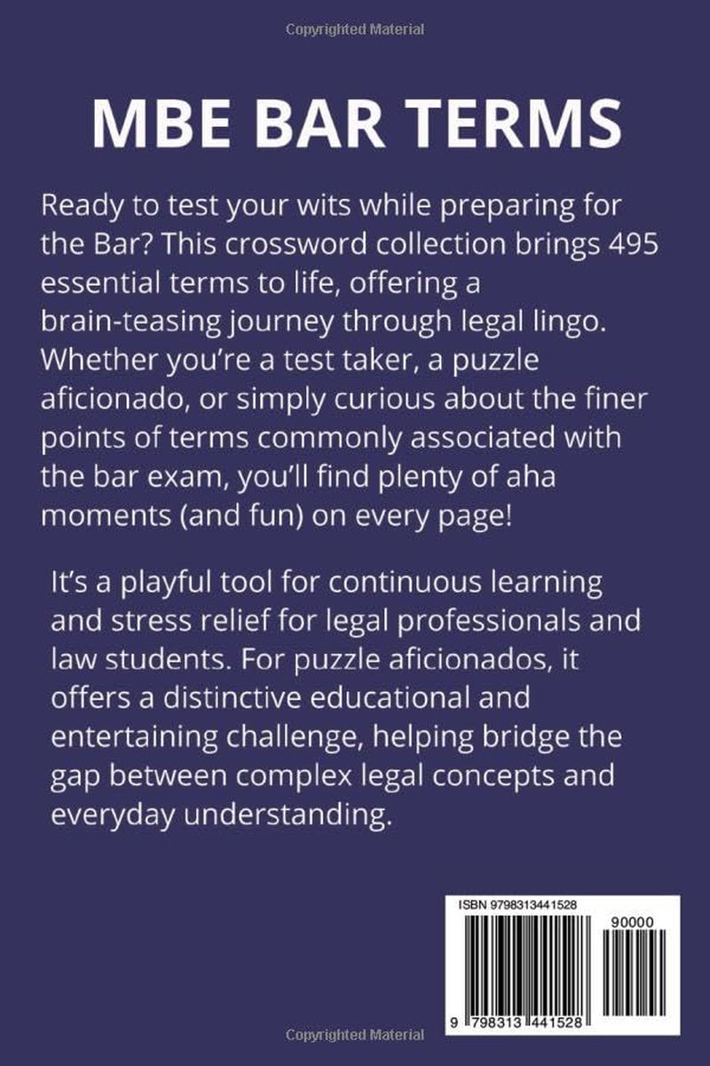 Ultimate MBE Bar Prep Crossword Puzzles: Sharpen Your Legal Mind, One Clue at a Time: 495 Engaging Crossword Challenges to Master the MBE