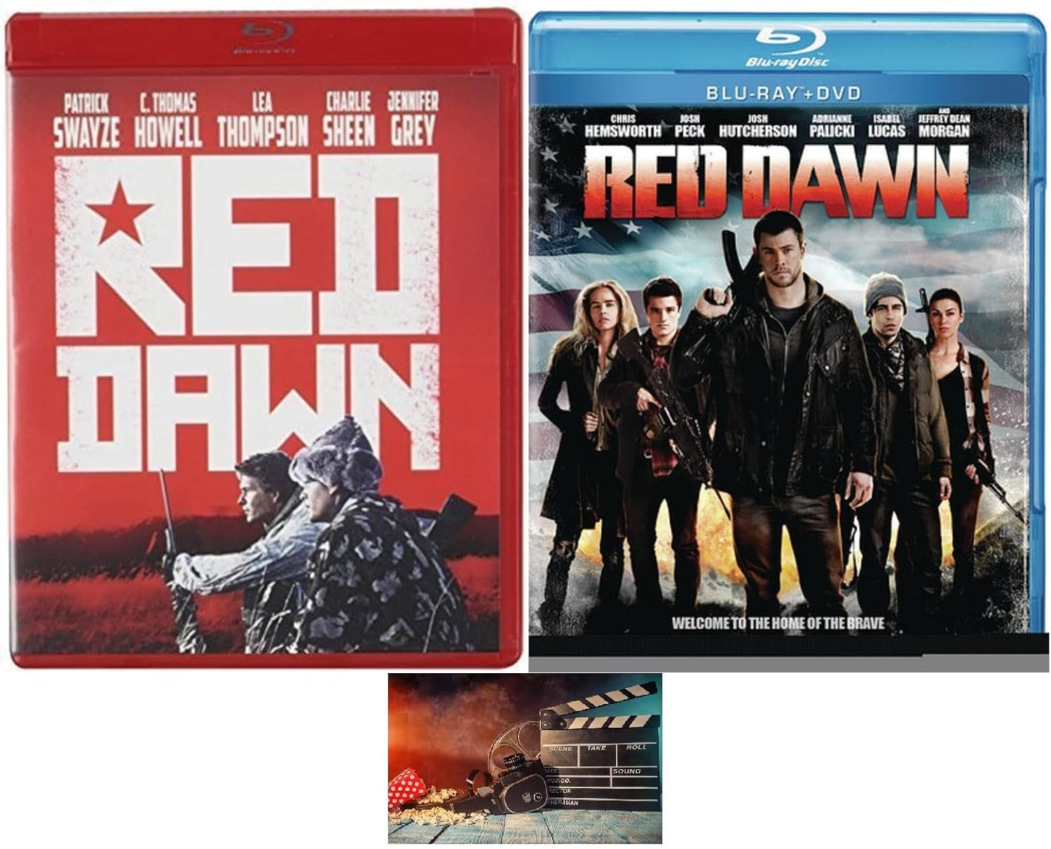 Red Dawn Double Feature Original & Remake 2 Blu Ray Set Includes Glossy Print Movie Camera Art Card