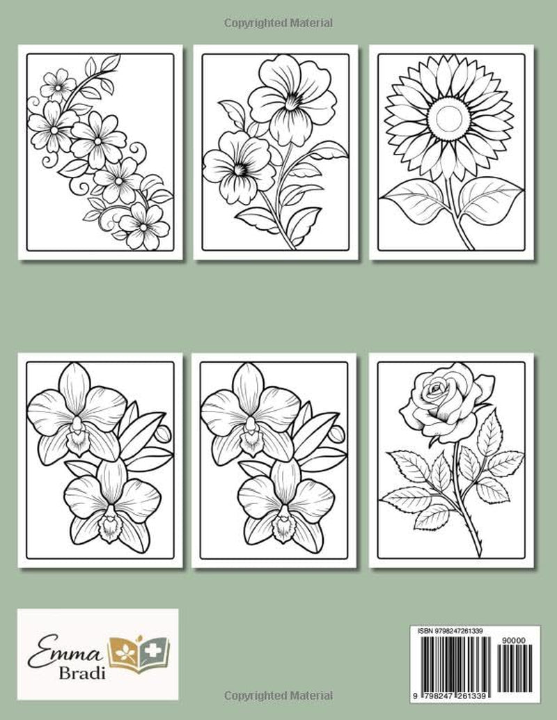 Flower Coloring Book for Adults: Large Print Relaxation with 100 Calming Floral Designs for Stress Relief and Mindfulness