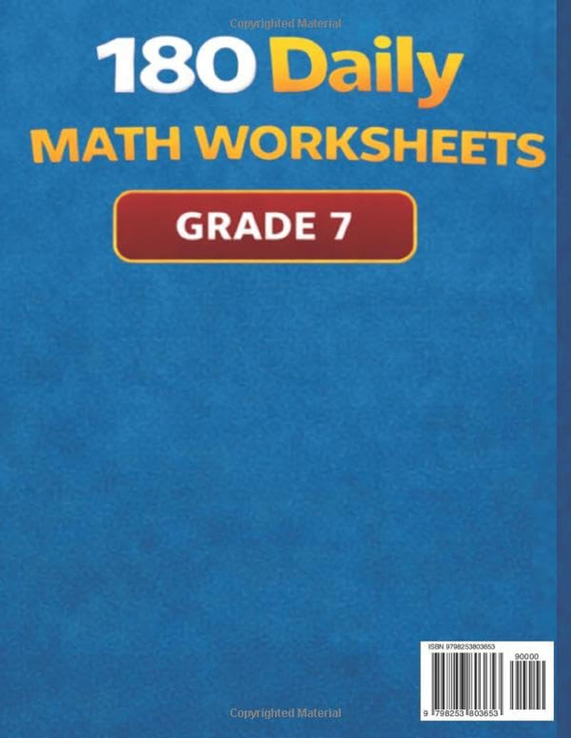 180 Daily Math Worksheets: Grade 7