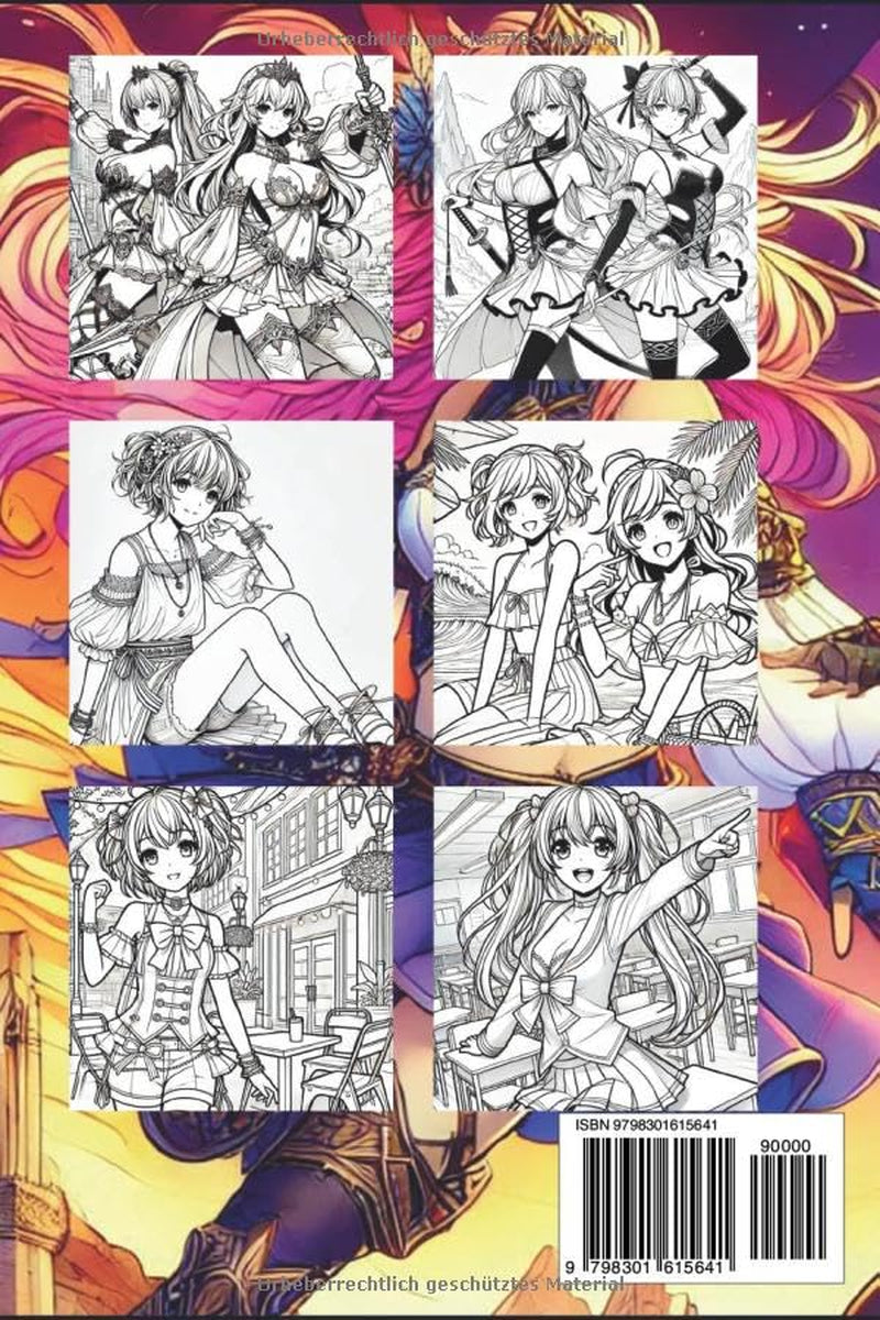 50 Manga Ausmalbilder für Erwachsene aus magischen Manga-Geschichten: 50 fantastische Manga-Bilder zum Ausmalen (German Edition)