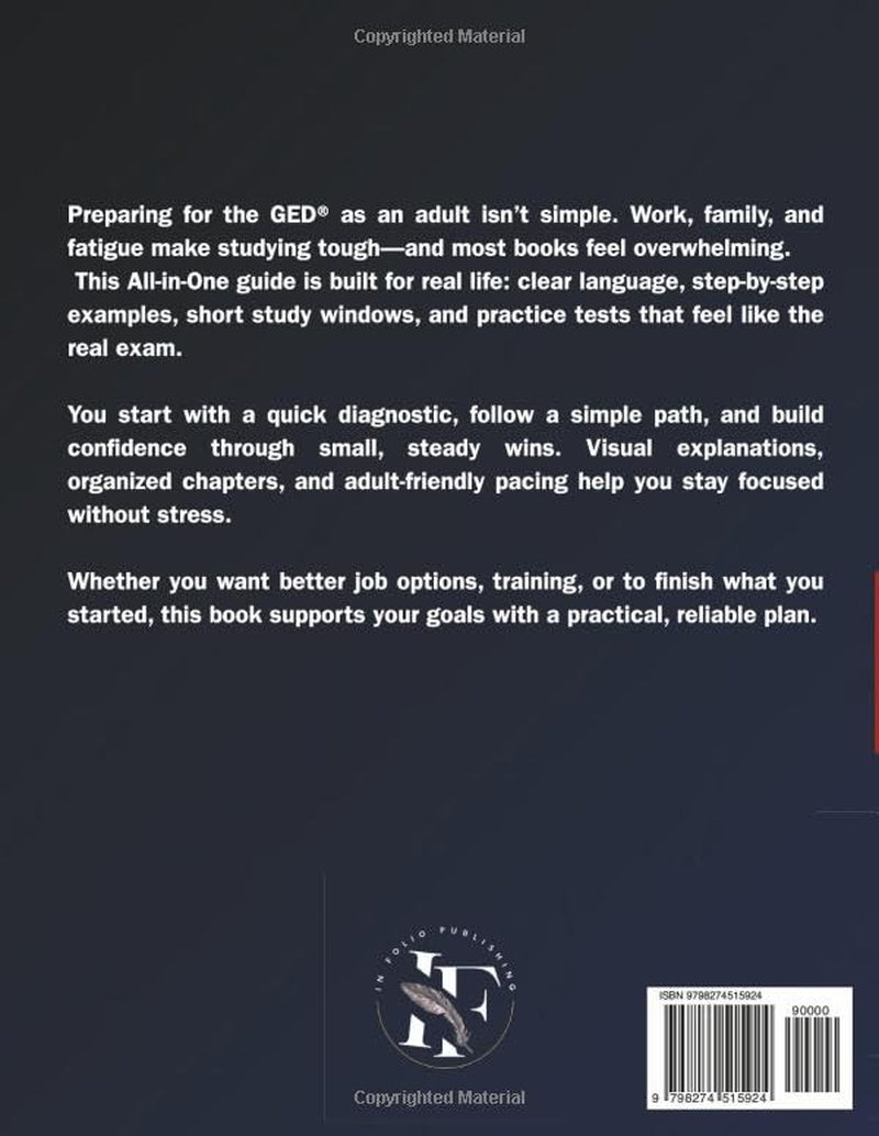 GED Test Prep All-in-One: 10 Full-Length Practice Tests; Step-by-Step Math Explanations; Lessons for Adults & ESL; TI-30XSTM Support for Every Math Skill; Strategies to Lower Test Anxiety.