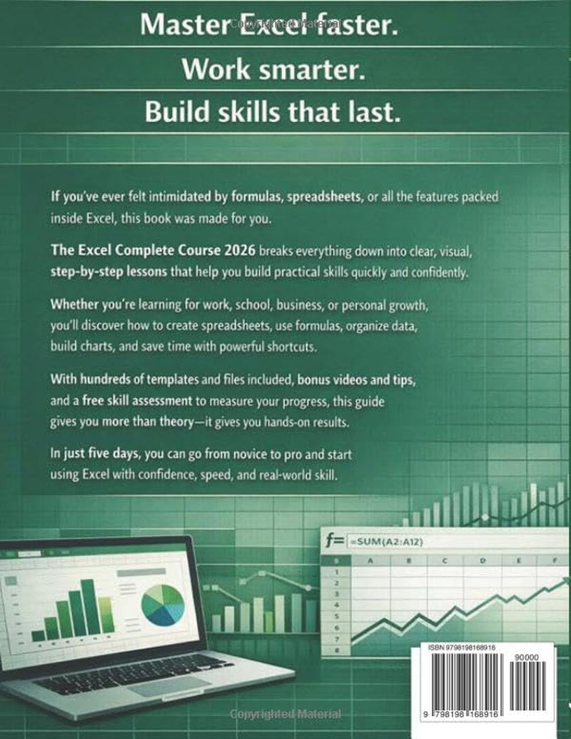 The Excel Complete Course: From the Very Basics to Advanced Features, Formulas, Functions, Macros, Charts, and PivotTables, with over 1000 images and step-by-step instructions