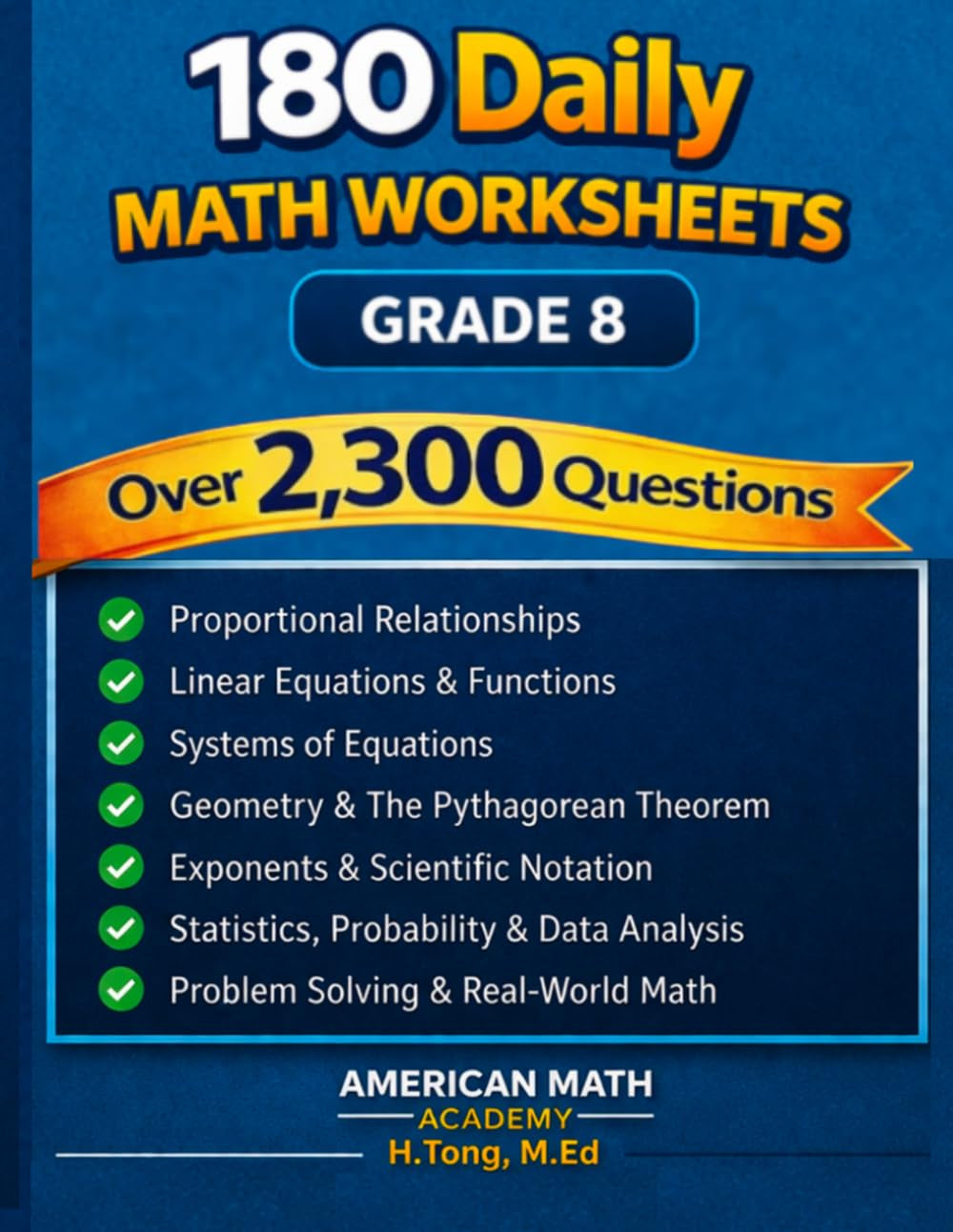 180 Daily Math Worksheets: Grade 8