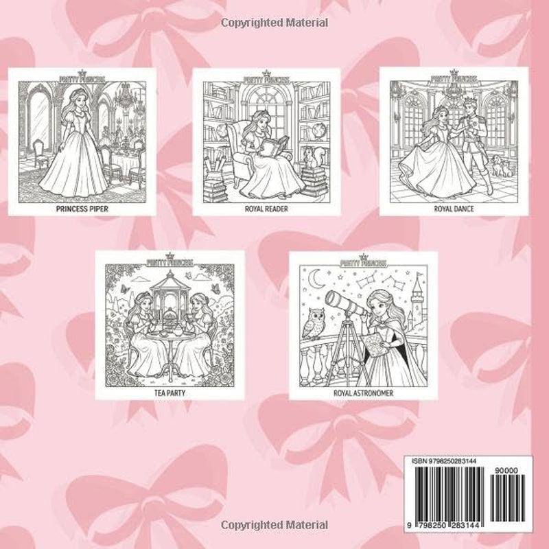 Pretty Princess Coloring Book: Fairytale Adventures Coloring Book for Girly Girls of All Ages, 40 Cute and Magical Illustrations of Princesses, Castles, and Friendship