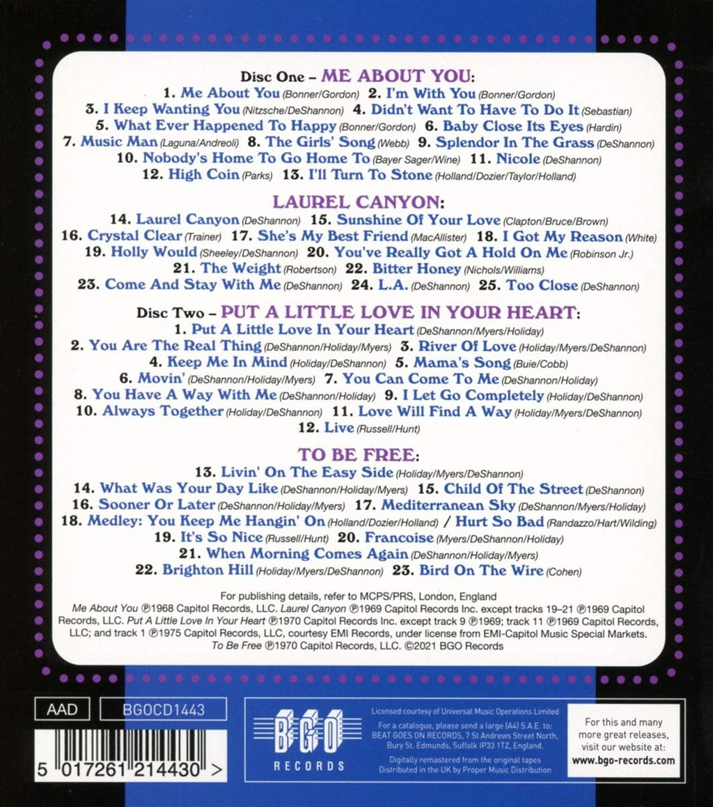 Laurel Canyon / Put A Little Love In Your Heart / To Be Free / Songs