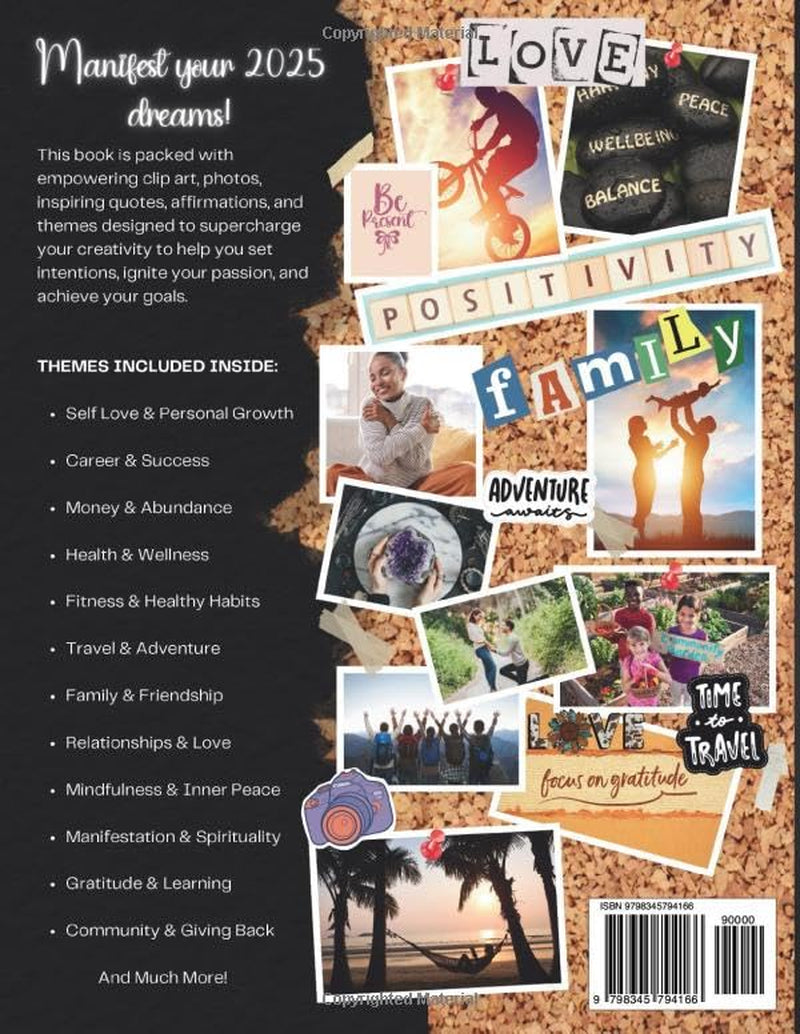 2025 Vision Board Clip Art Book: 500+ Inspiring Pictures, Quotes & Affirmations for Vision Board Kit to Create & Manifest Your Dreams, Personal Growth & Success for Women and Men (Vision Board Books)
