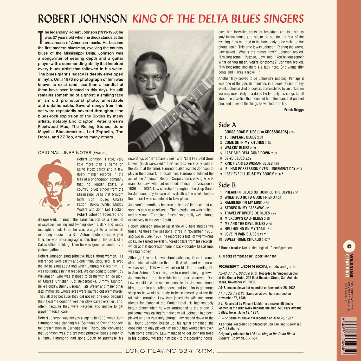 King Of The Delta Blues Singers - Limited Crystal Clear Tracks