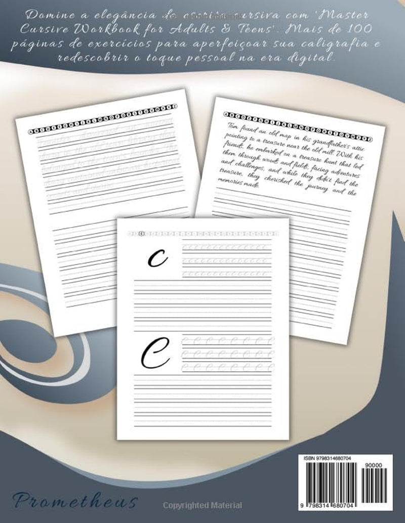 Master Cursive Workbook for Adults & Teens: Com traçado guiado (Portuguese Edition)
