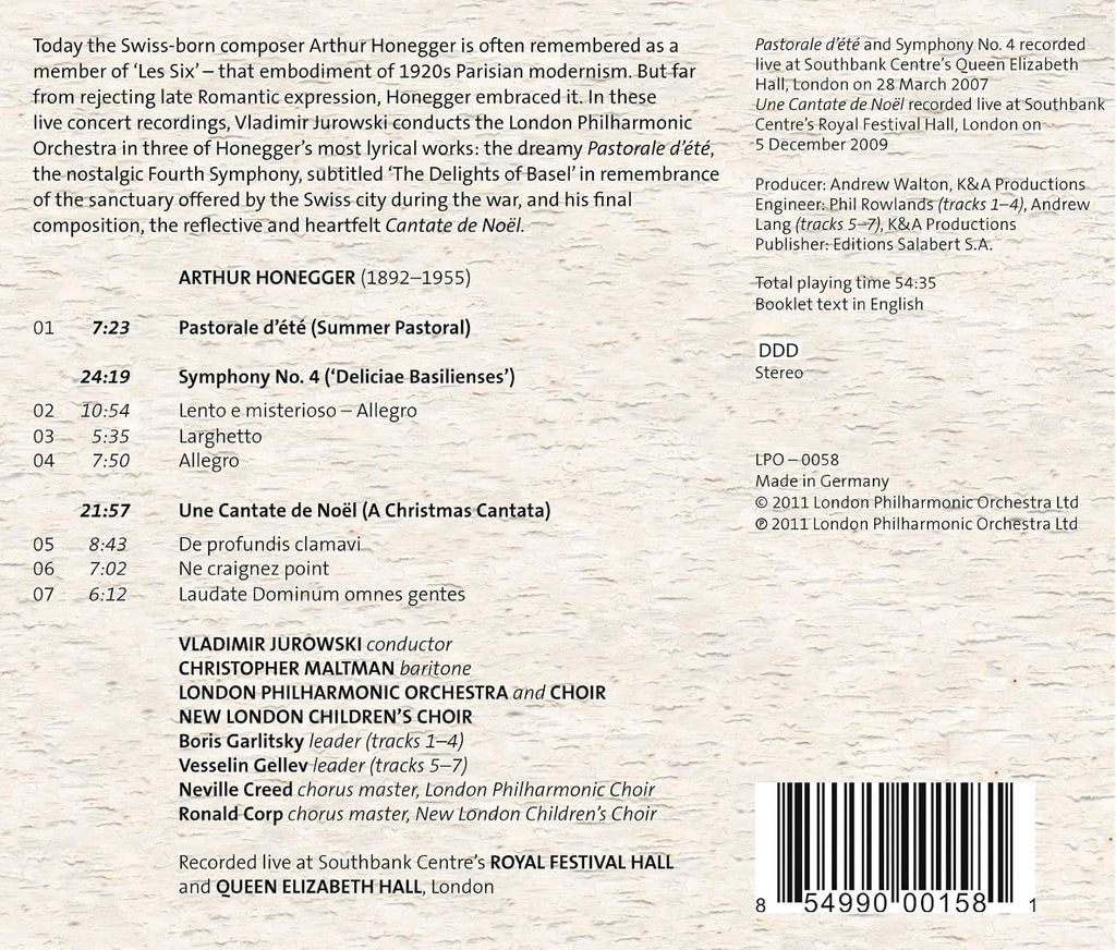 Honegger: Symphony No.4 & Other Works