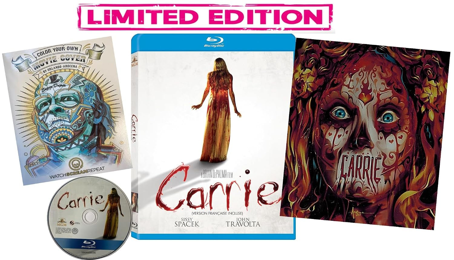 Carrie (1976) Blu-ray – MGM Collector’s Edition with Face Art Card & Coloring Book – Starring Sissy Spacek & Piper Laurie – Horror Classic