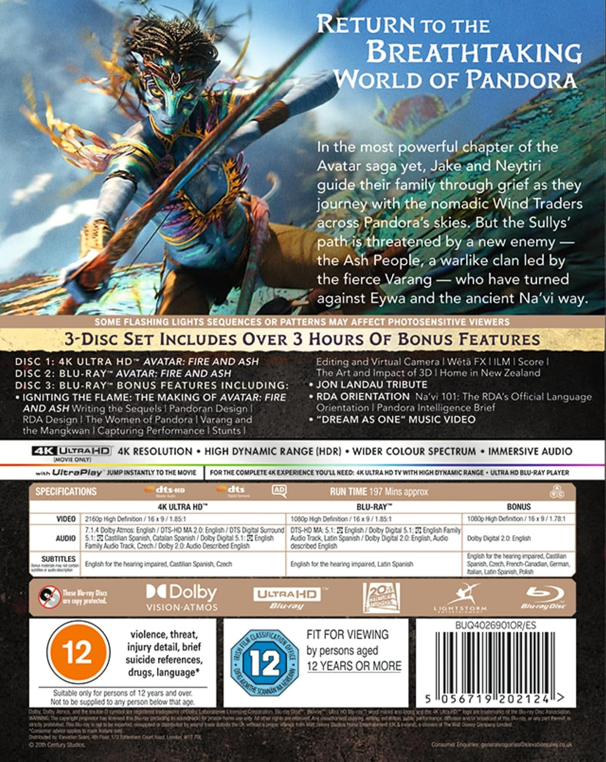 Avatar: Fire and Ash 4K Ultra HD Bonus disc