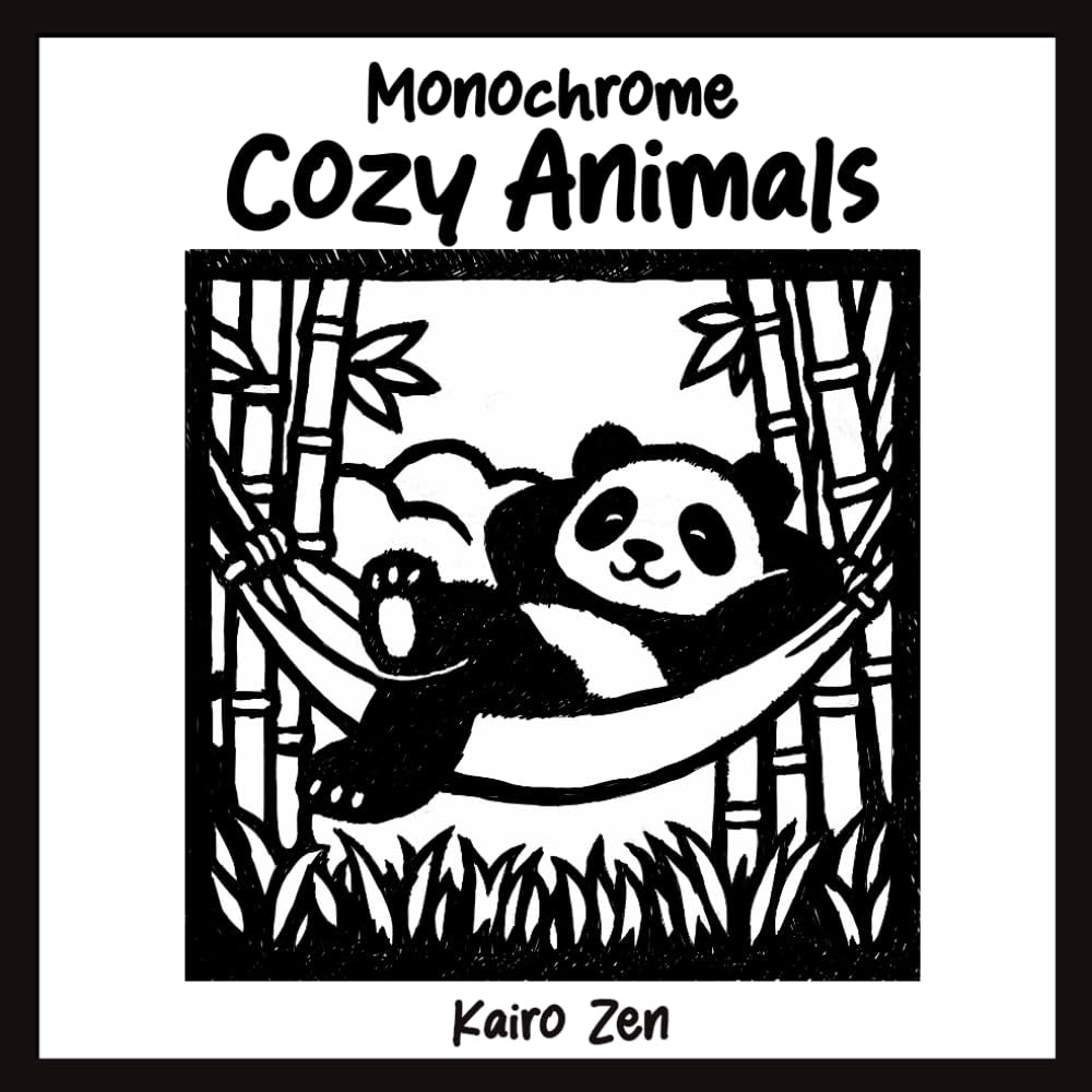Cozy Monochrome Animals: Mindful Coloring Moments for Stress Relief