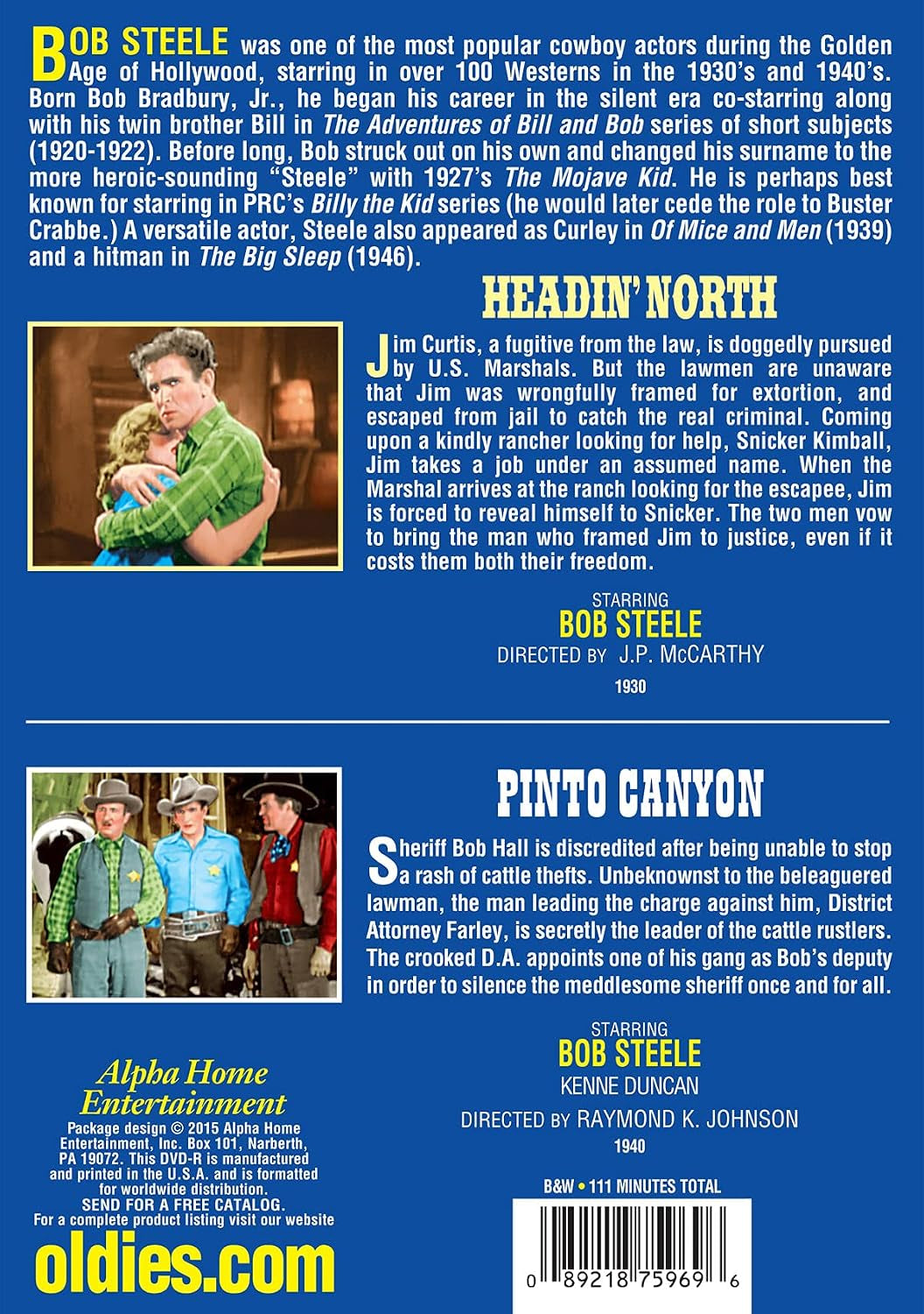 Bob Steele Double Feature: Headin' North (1930) / Pinto Canyon (1940)