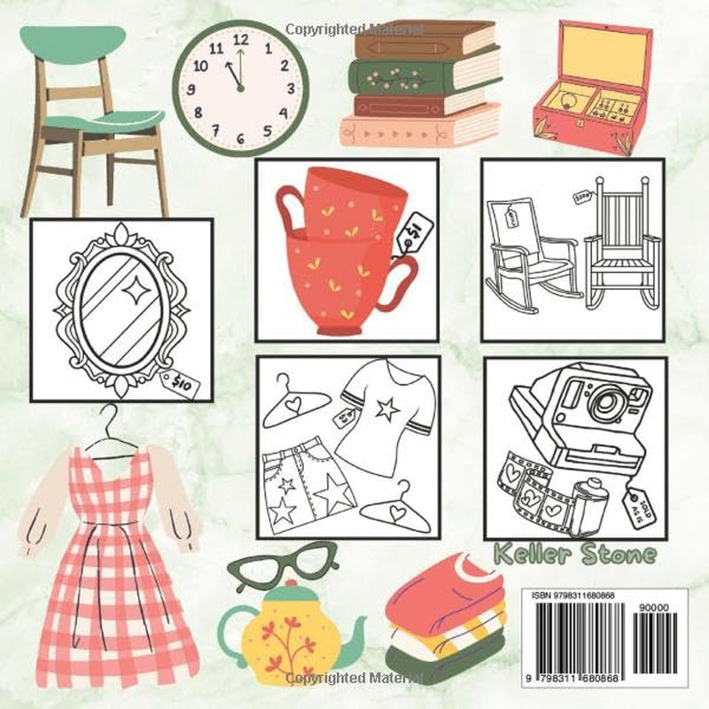 Thrift Store Finds Coloring Book: 50 Bold & Easy Designs | Retro & Vintage | Kids, Teens, & Adults (Bold & Easy Coloring Books)