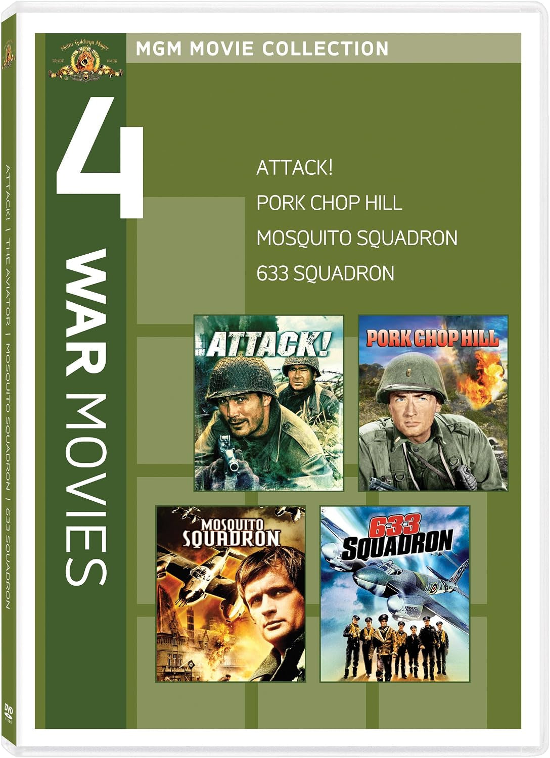 4 War Movies: Attack! / Pork Chop Hill / Mosquito Squadron / 633 Squadron