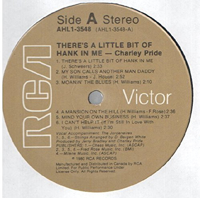 There's A Little Bit of Hank in Me by Charley Pride Record Vinyl Album LP