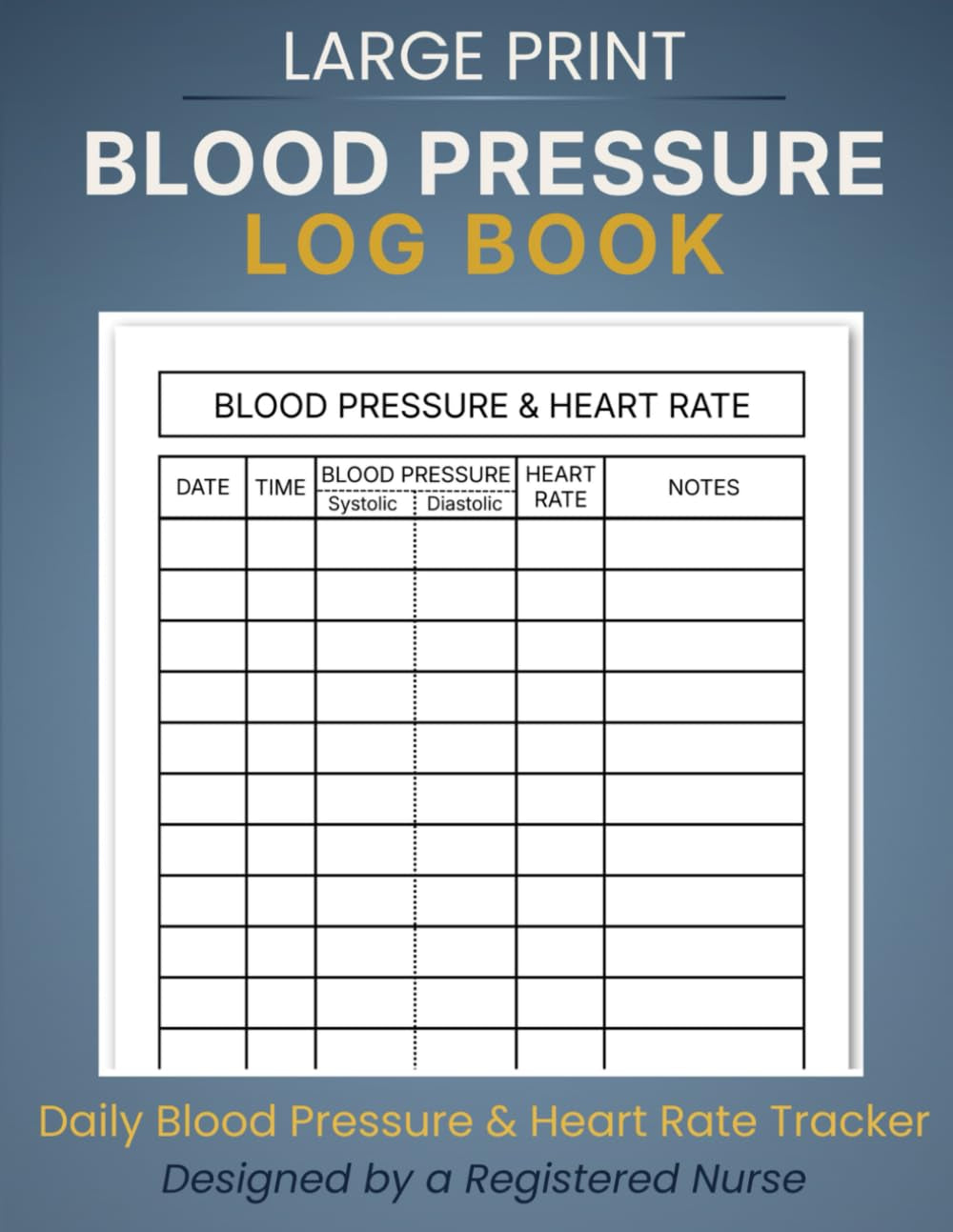 Blood Pressure Log Book: Daily Blood Pressure & Heart Rate Tracker for Easy Home Monitoring | Large Print | 120 Pages (RN-Designed Health Tracking Series)