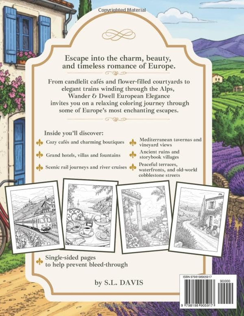 Wander & Dwell European Elegance: A Coloring Journey Through Europe's Most Beautiful Escapes