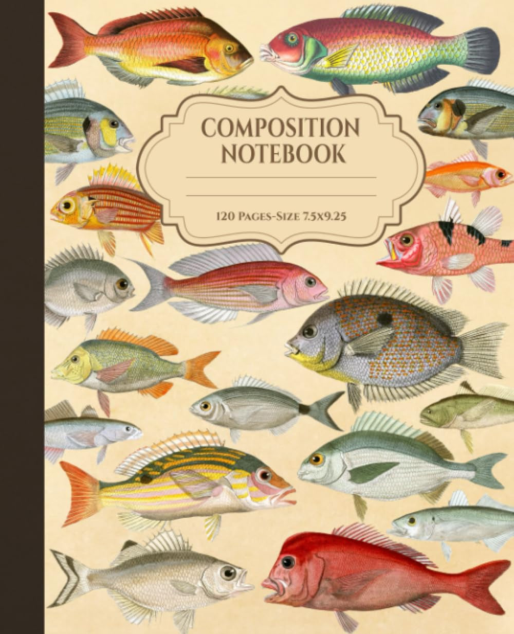 Vintage Sea Fish Composition Notebook: Beautiful Fish Illustration, Cover | Sea Life Aesthetic Journal | |Wide-Ruled Notebook Journal For Adult College Students, Girls, Teens, 7.5" X 9.25" 120 pages