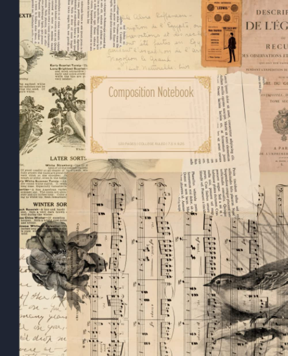 Composition Notebook: Vintage Illustration Notebook, Beautiful College Ruled Botanical Vintage Illustrations Journal, Perfect Gift for Vintage Lovers, 120 Pages, 7.5" x 9.75" (Vintage Composition)