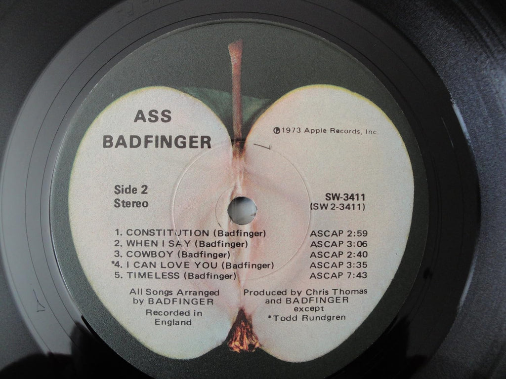 BADFINGER "ASS" Original 1973 Apple Records SW-3411 Stereo Record Recorded in England Todd Rundgran EX