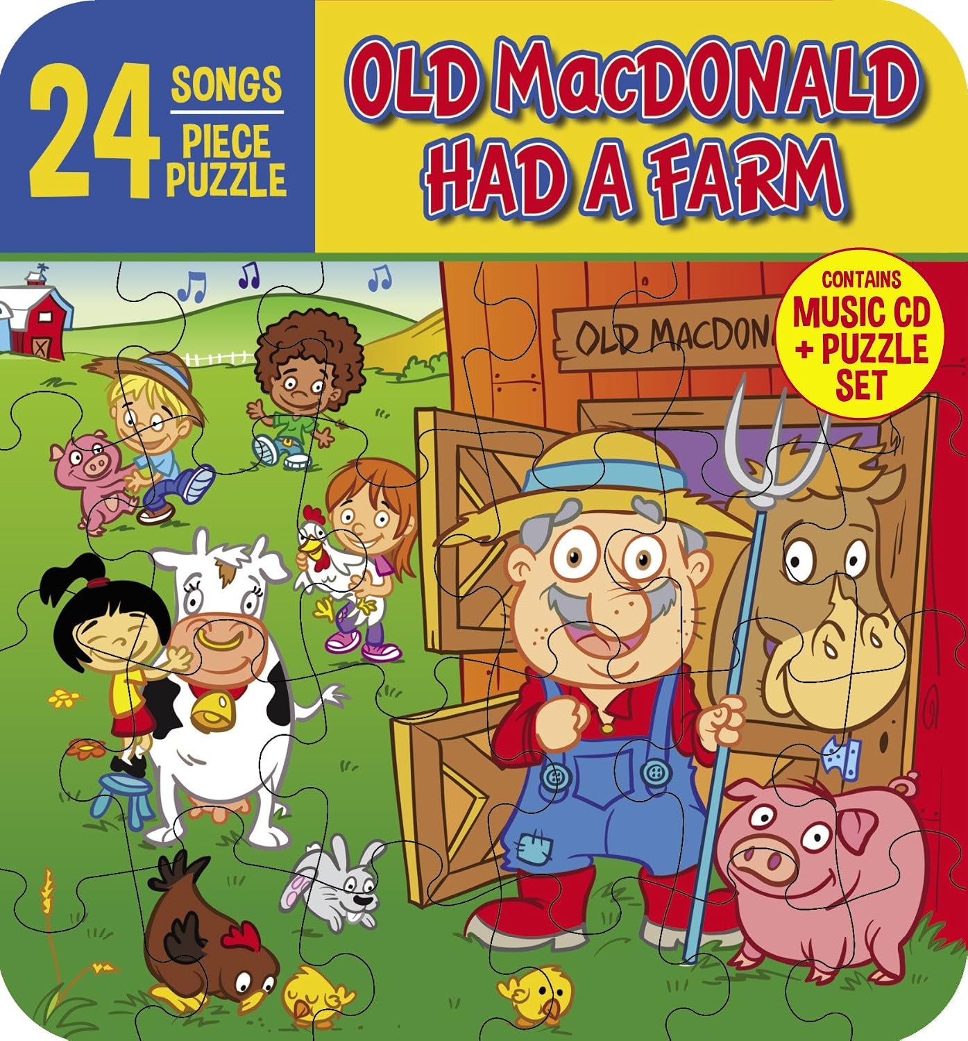 Old Macdonald Had a Farm Music 24 Piece Puzzle In Collectors Tin 24 kids songs, Feat tracks like Workin on the Railroad, Saints Go Marchin' In, Do Your Ears Hang Low and more