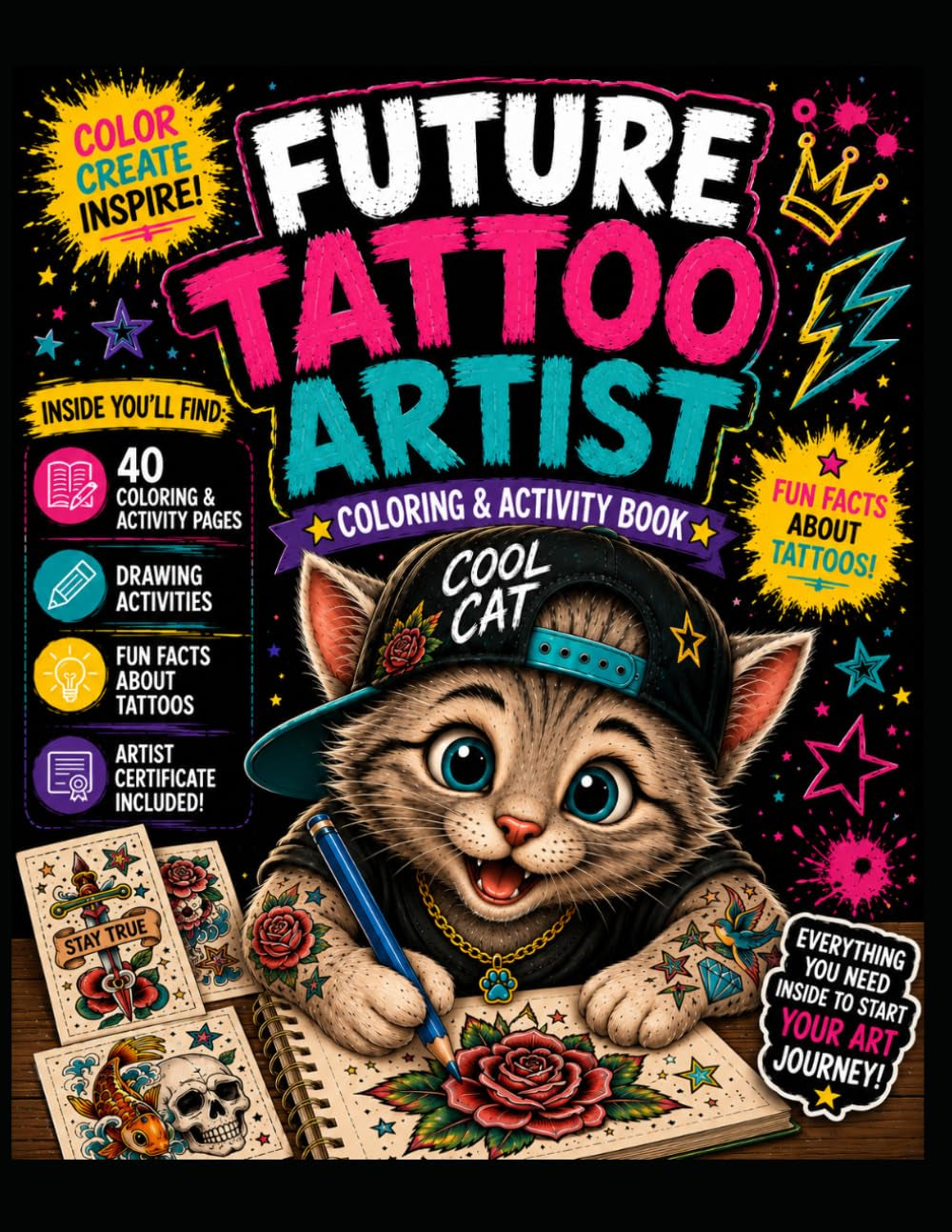 Future Tattoo Artist: Coloring & Activity Book for Creative Kids Ages 8+