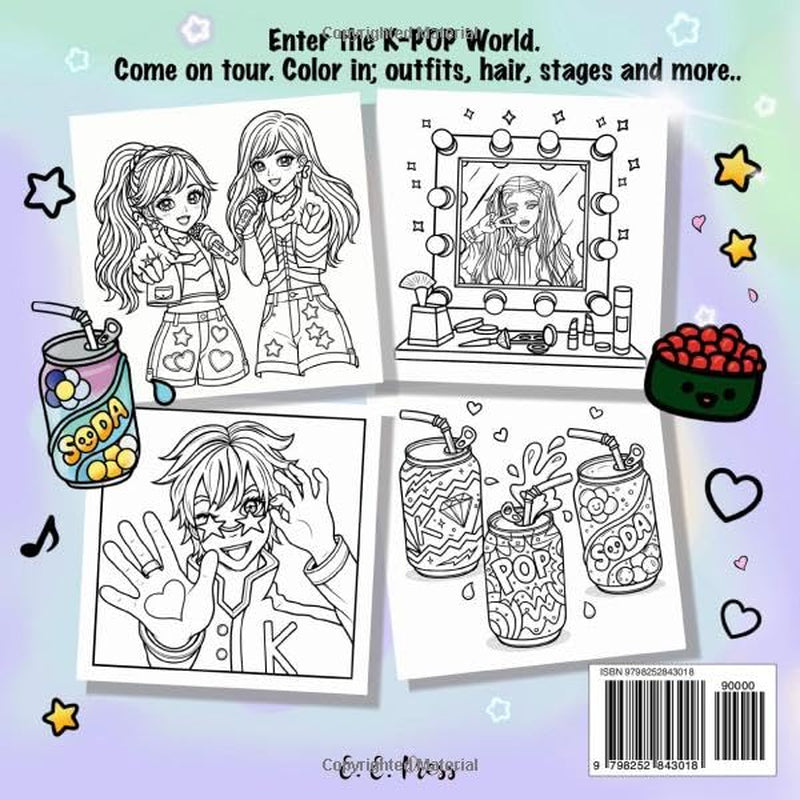 K-Pop World Bold & Easy Coloring Book: A Magical Fantasy Tour For Music & Fashion Fans. Adventure Through Korean & Asian Pop Culture.