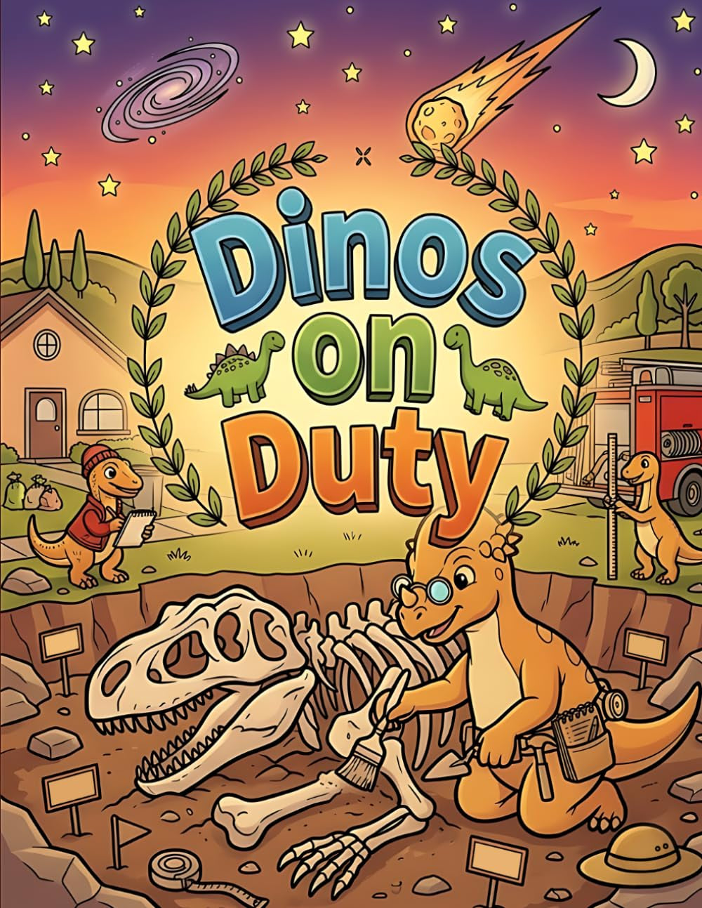 Dinos on Duty: Fun Dinosaur Coloring Book for Kids and Dino Lovers - Cute Occupations and Jobs Activity Book with Amazing Facts, Perfect Gift for Boys and Girls Ages 6+