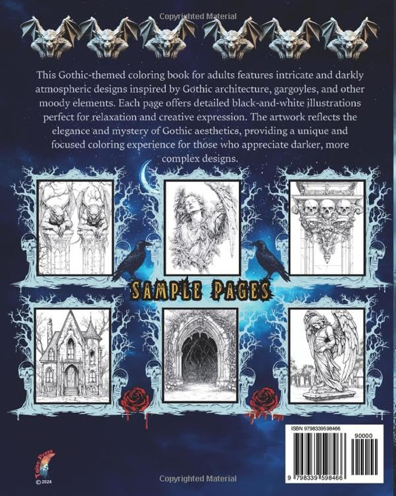 GOTHIC: Adult Coloring Book - 40 Illustrations: Dark Goth Themed Coloring Pages for Adults Seeking Creativity and Calm (Dark Fantasy Adult Coloring Series)