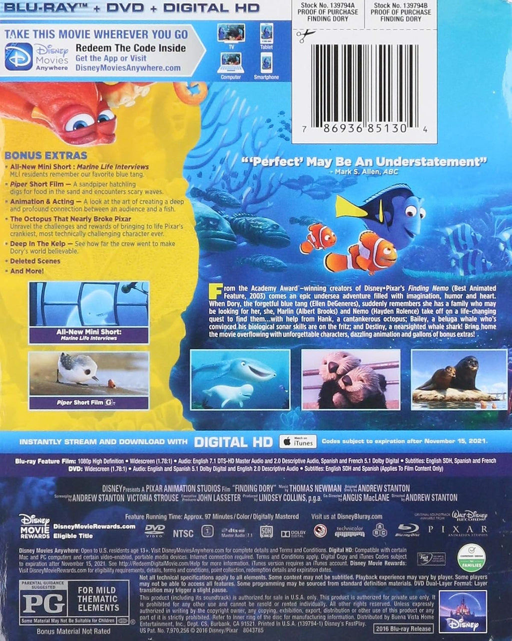 Finding Dory Double Exclusive Steelbook Packaging with 4 Collectible Lithograph Cards (Blu Ray, DVD, Digital HD and Disc) [Blu-ray]