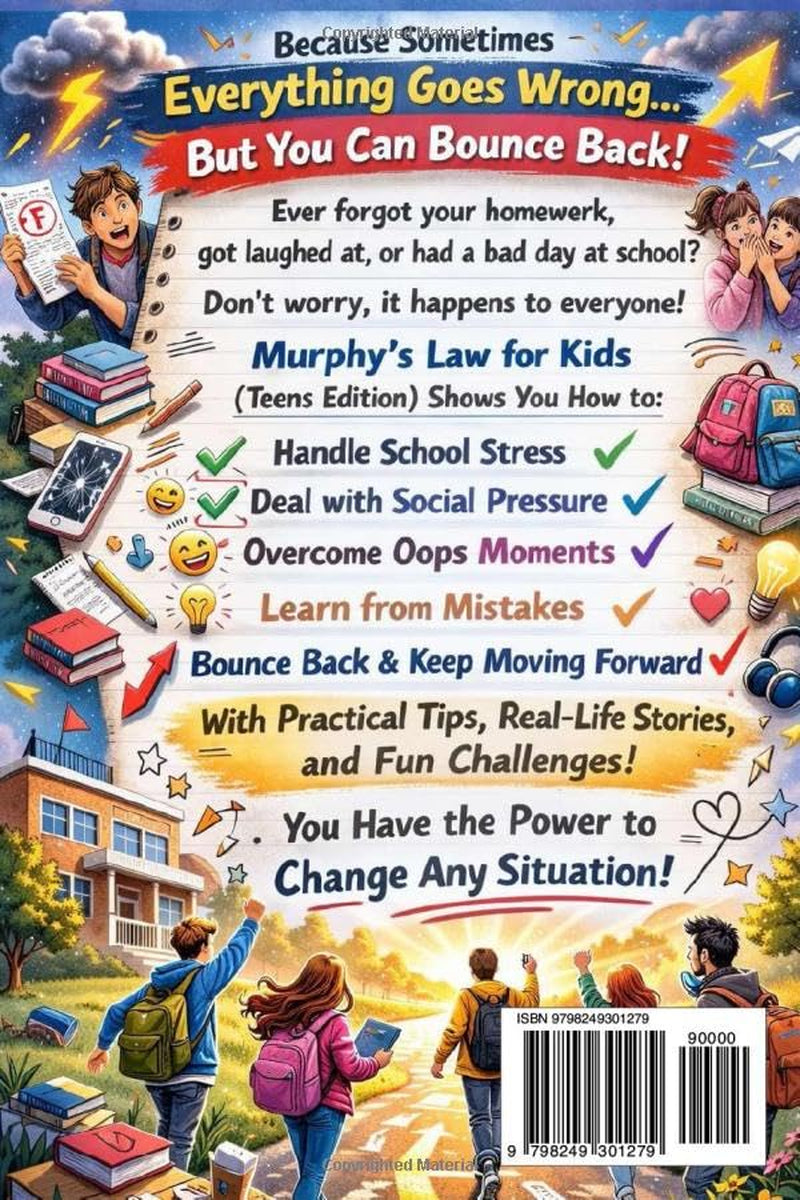 Murphy’s Law for Kids and Teens Ages 12–16: Quick Real Life Scenarios to Handle School Stress, Social Pressure, Oops Moments, and Bounce Back When Things Go Wrong
