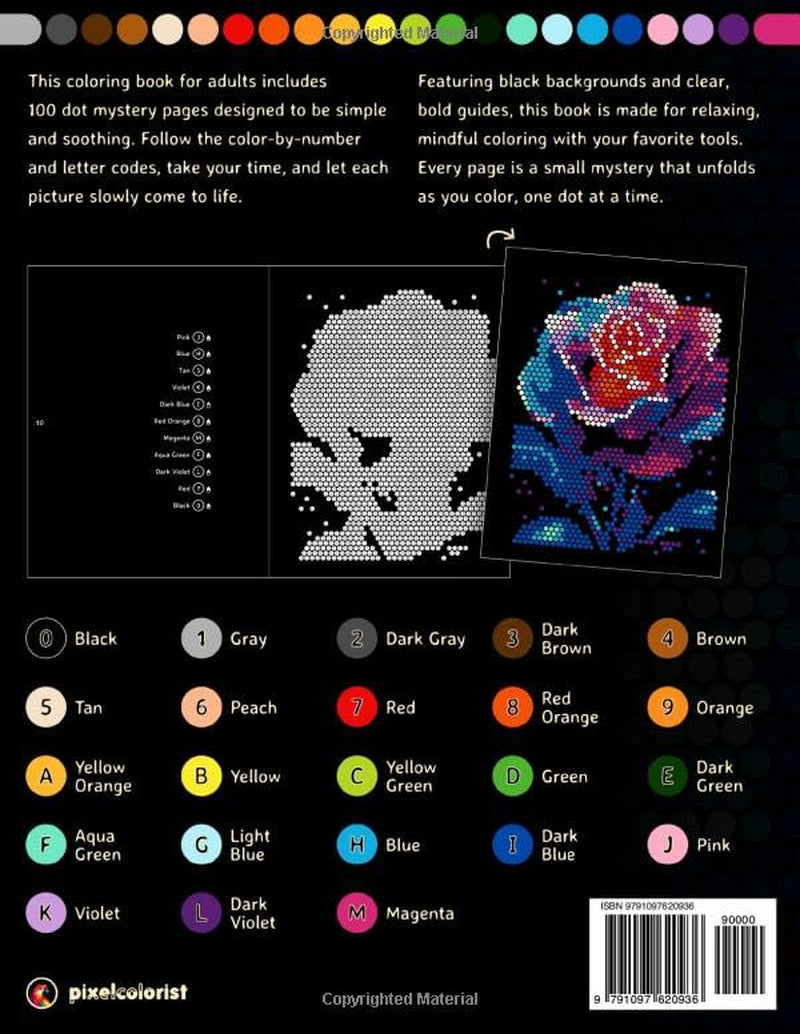100 Color by Number Dots Mysteries: A Dot Coloring Book For Adults Relaxation and Wonder – Color Dots by Number and Letter (Pixelcolorist Quest)