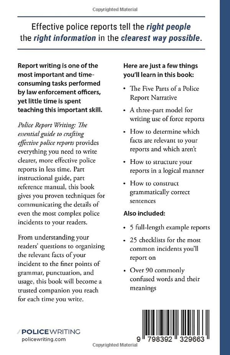 Police Report Writing: The essential guide to crafting effective police reports