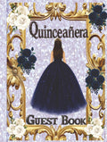 Quinceañera Guest Book Mis Quince Años: Elegant Blue and Gold Princess Sign-In Keepsake Gift for Sweet 15 Birthday. Libro de visitas de cumpleaños Hard Cover 8.5 x 11 inches