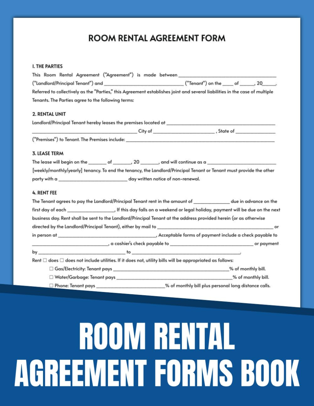 Room Rental Agreement Forms Book: Standard Tenancy Contracts of Lease Between Landlord/Principal Tenant and Renters | Protect Rights, Define Responsibilities, and Ensure Legal Compliance.