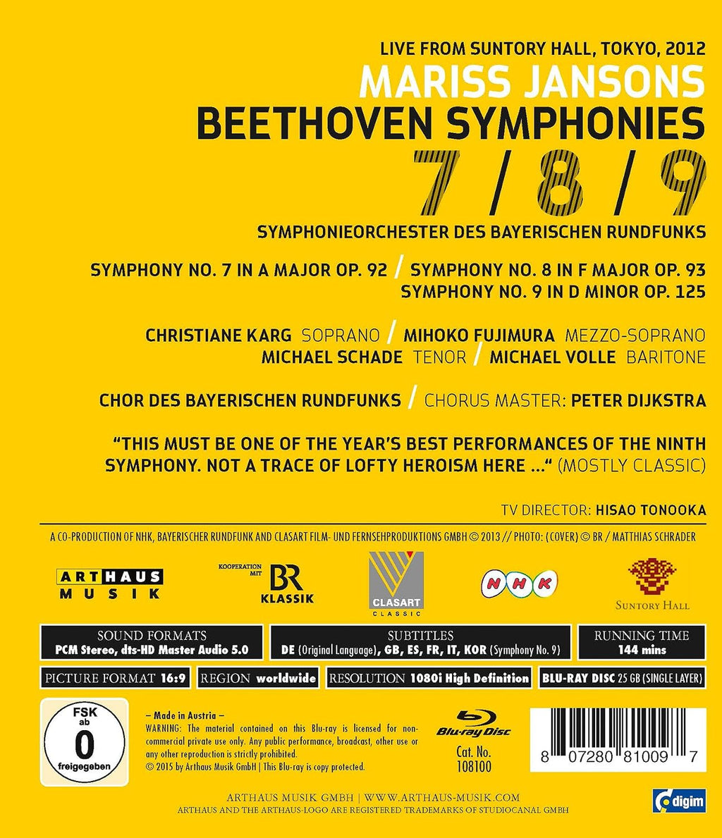 Bavarian Radio Symphony Orchestra - Mariss Jansons: Beethoven Symphonies 7/8/9